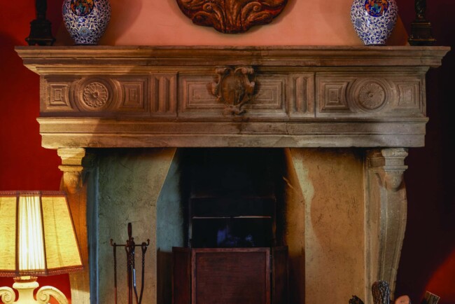Fireplace at the exclusive resort in Tuscany