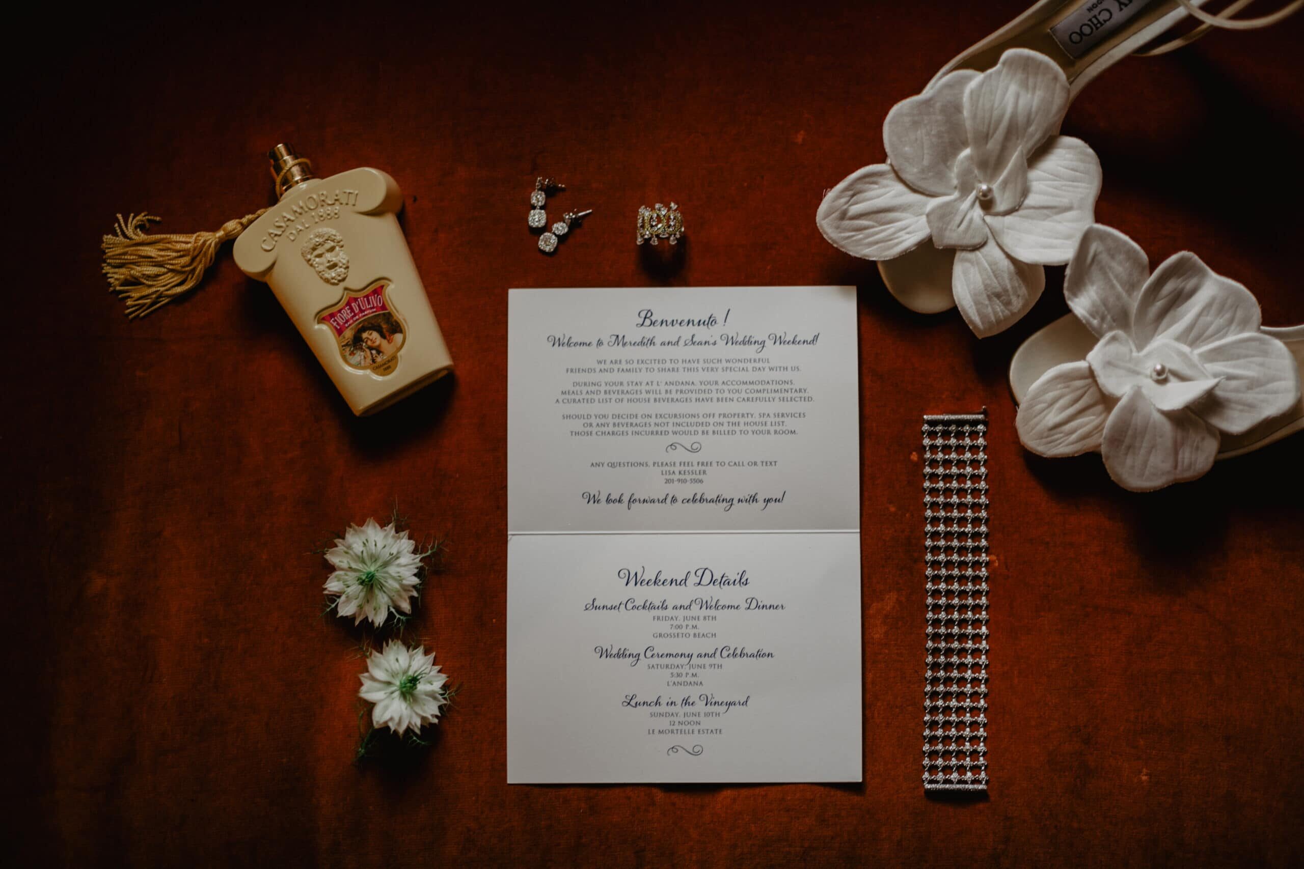 Bridal jewellery for an elegant wedding in Tuscany