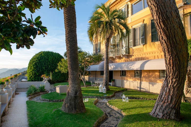 Facade of exclusive villa in the Italian Riviera