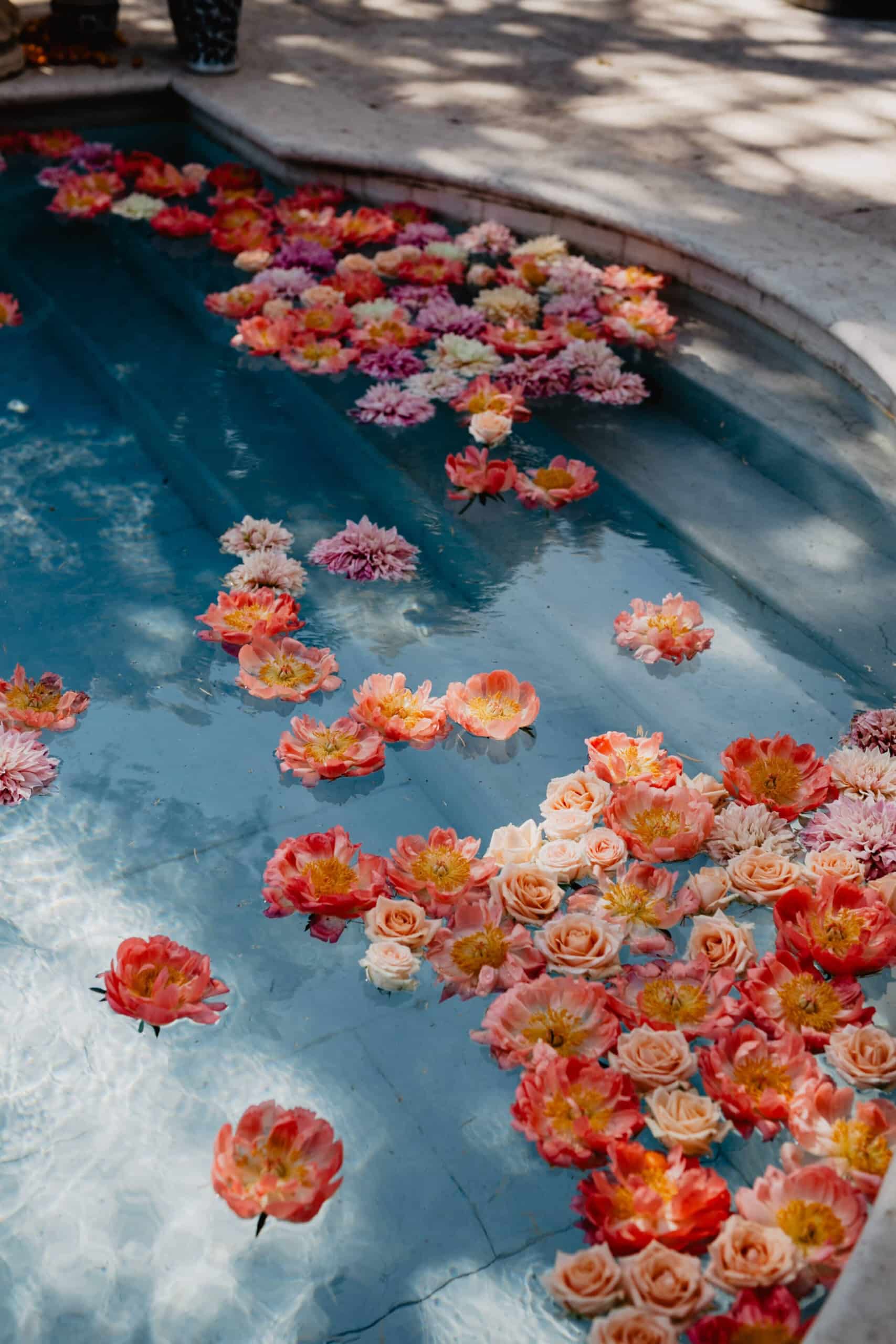 Colored floating petal to decor the pool
