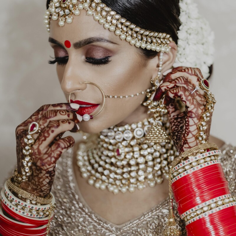 Bride with indian bangles