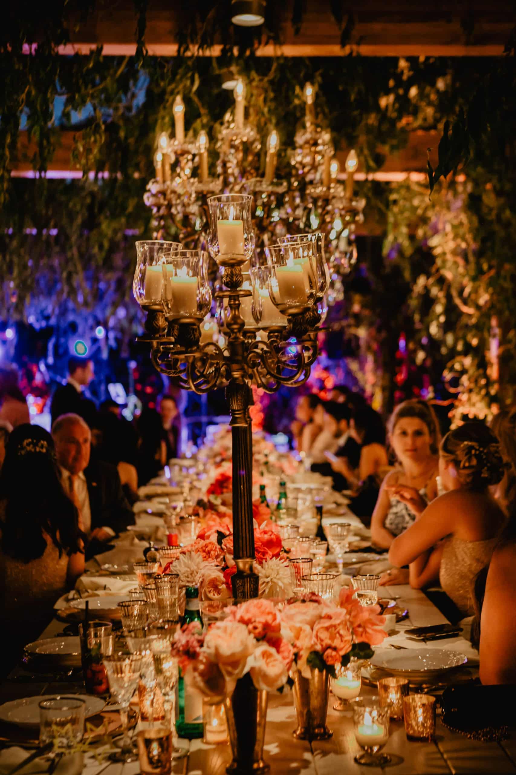 Bronze chandeliers to decor the wedding