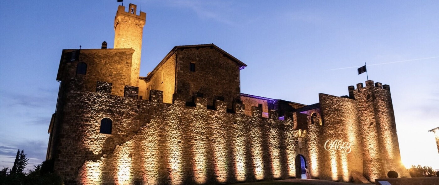 Night view of wedding castle in Italy