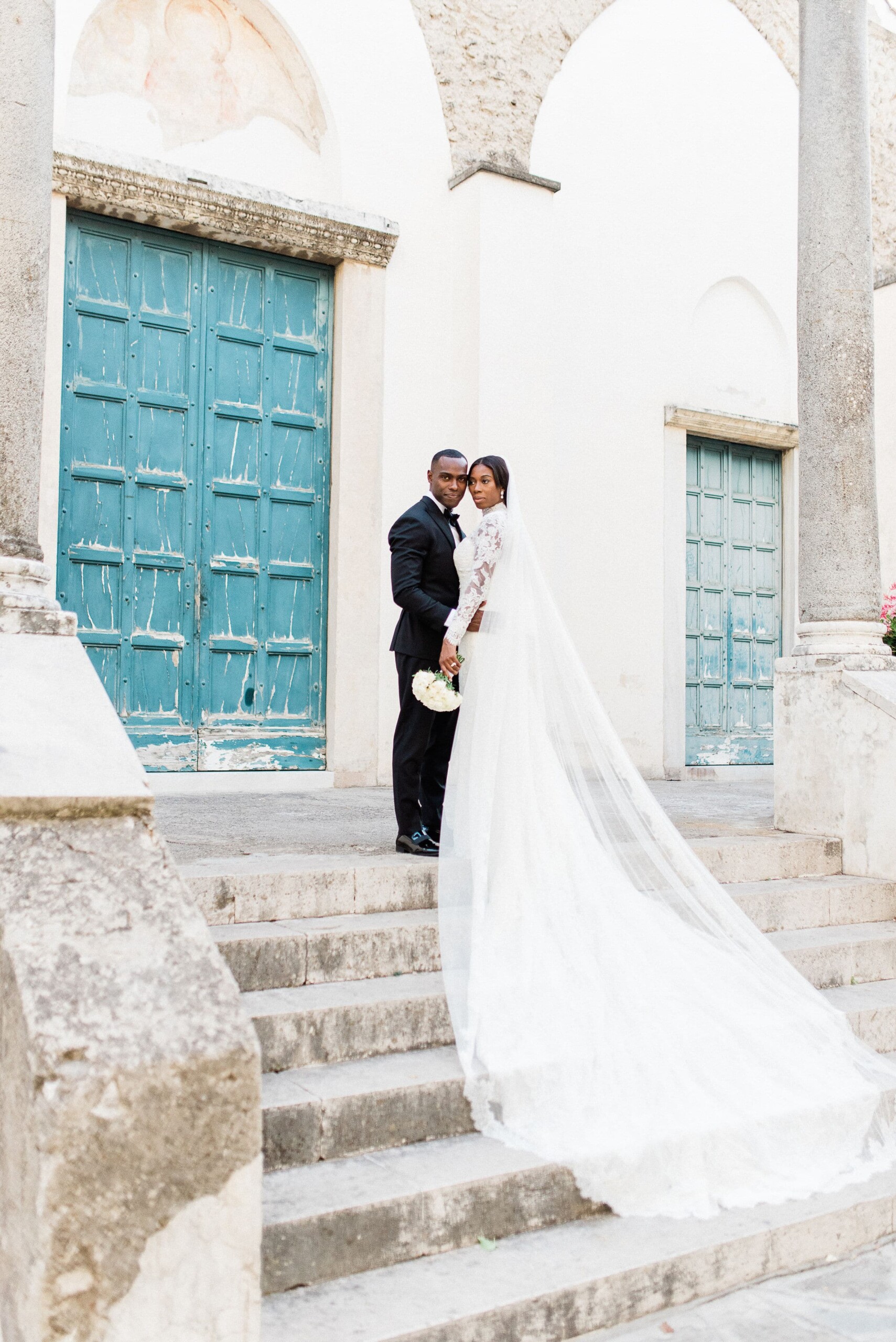 Romantic portrait after the ceremony in Ravello