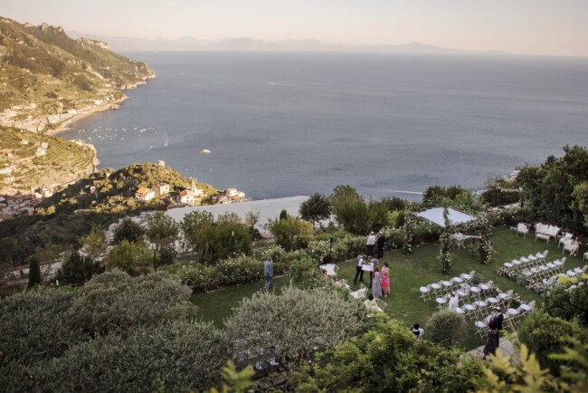 View of Amalfi Coast and Jewish garden ceremony