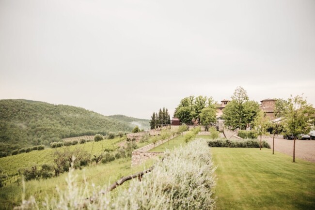 View of the gardens at Chianti wedding villa