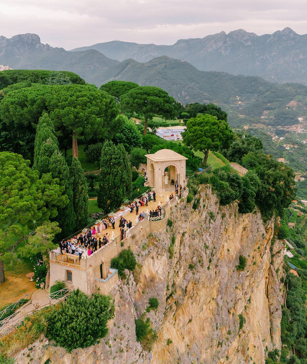 View of the Infinity terrace at the wedding villa in Ravello