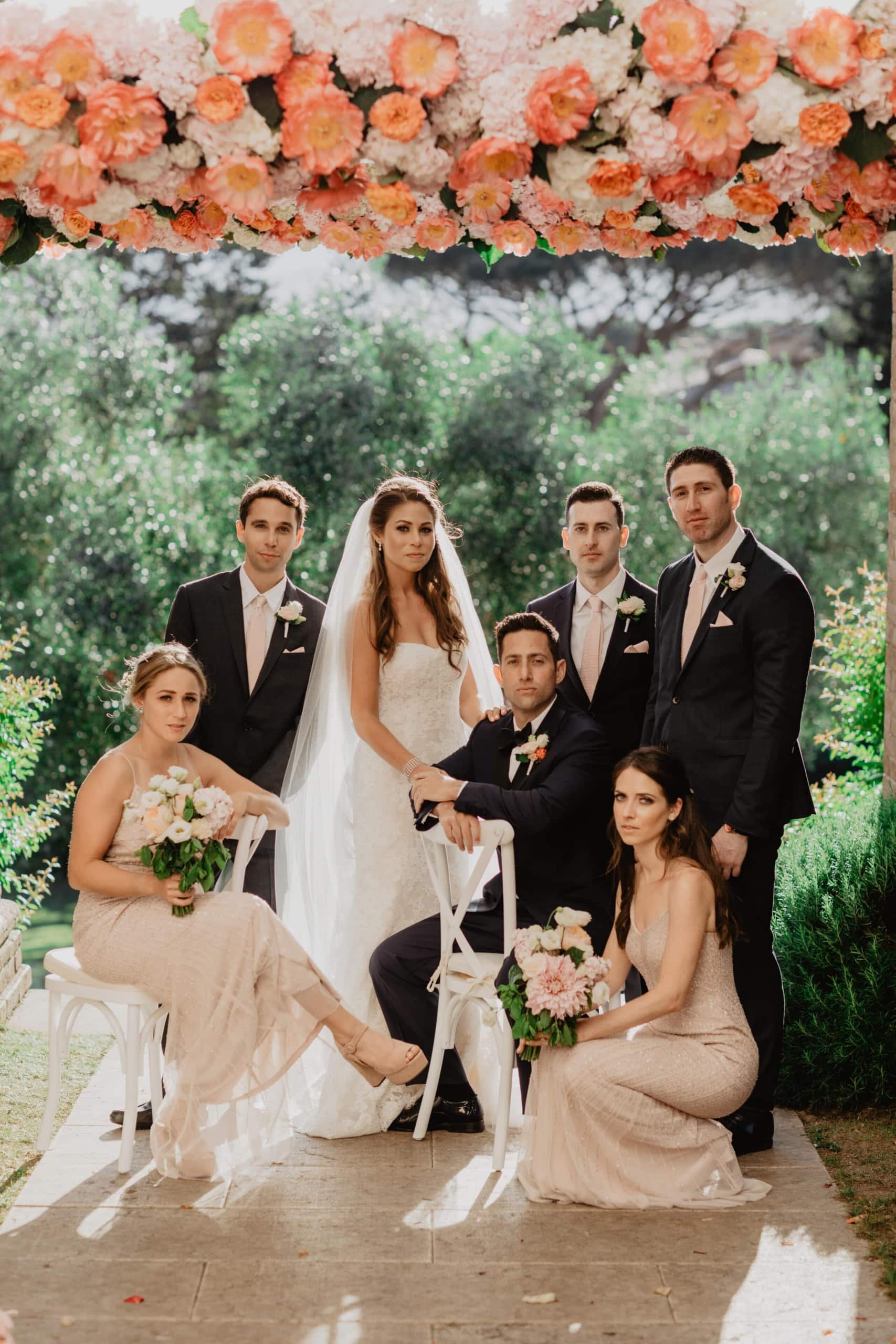 Beautiful wedding portrait with the bridal party