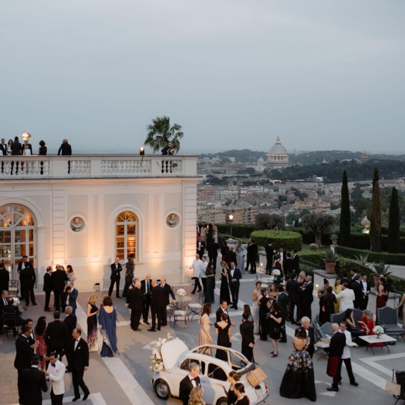 Wedding party in Rome in a venue with view