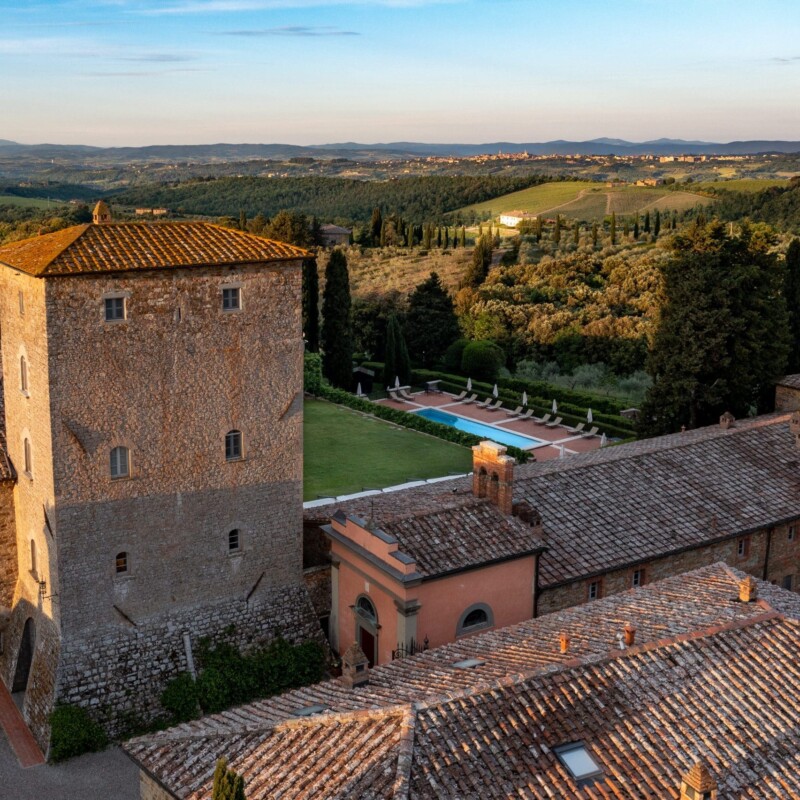 View on Siena from the elegant villa in Italy