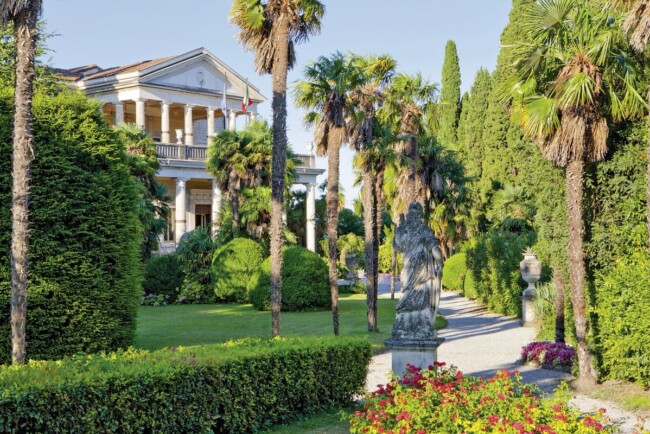 Wedding villa with park and marble statues
