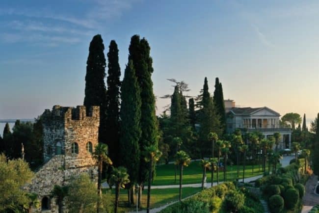 View of luxury wedding hotel on Lake Garda