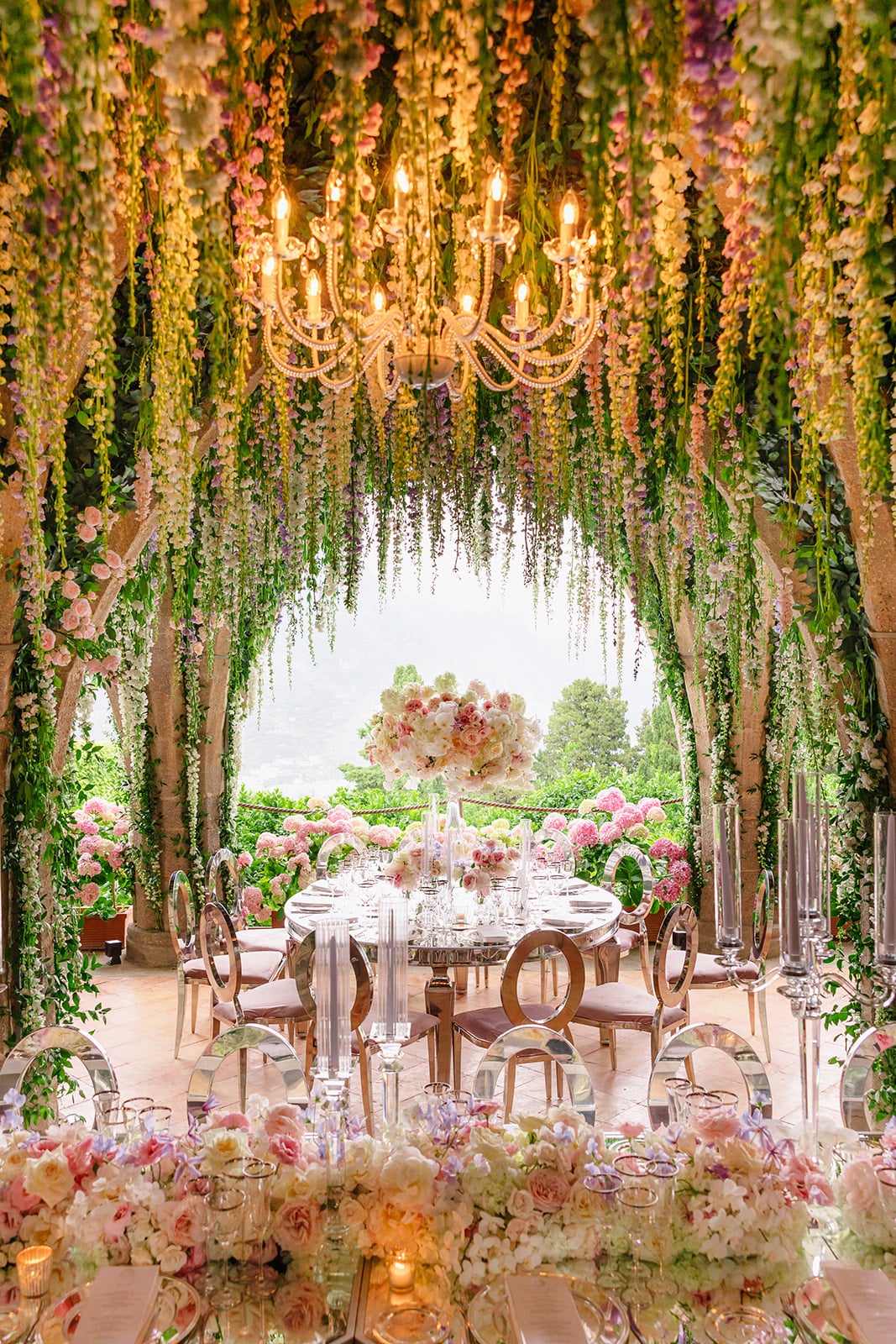 Bridal table surrounded by lots of plant