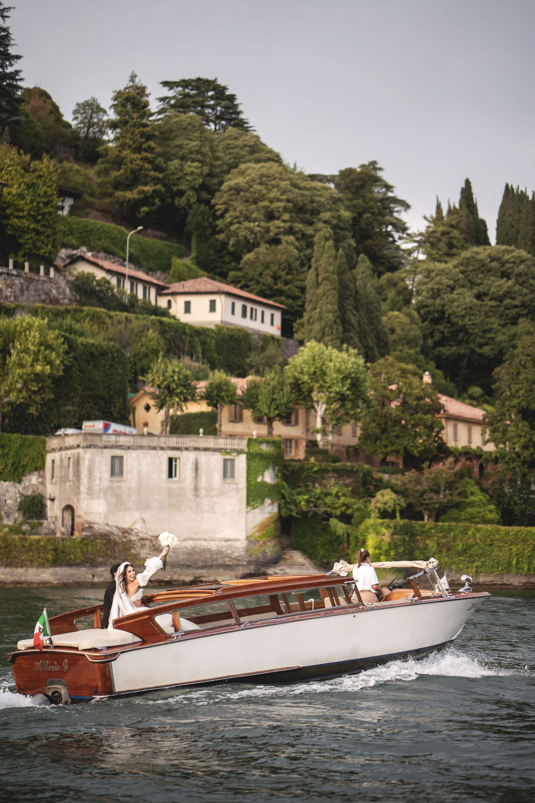 Newlyweds on a boat