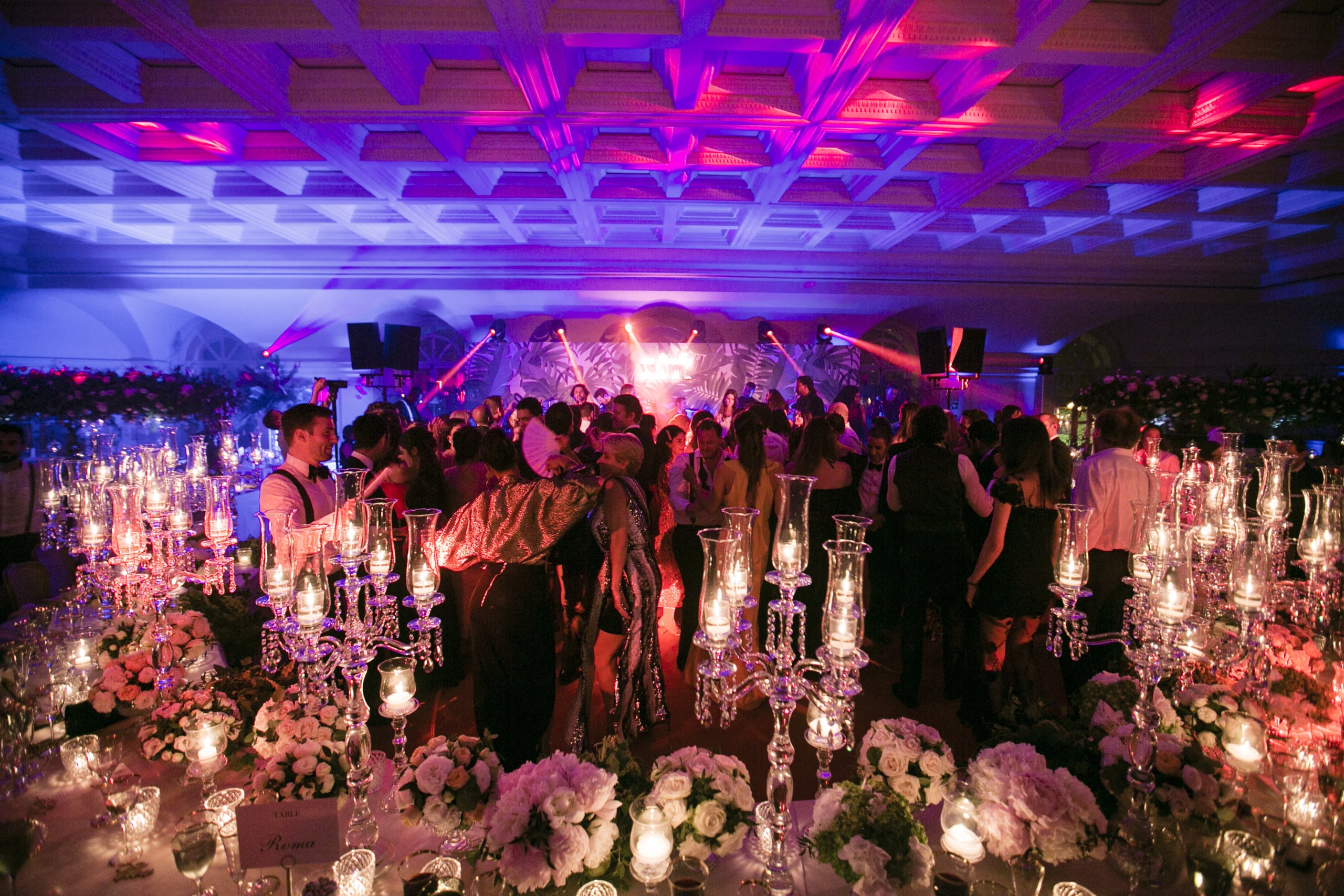 Party set-up colored with lights